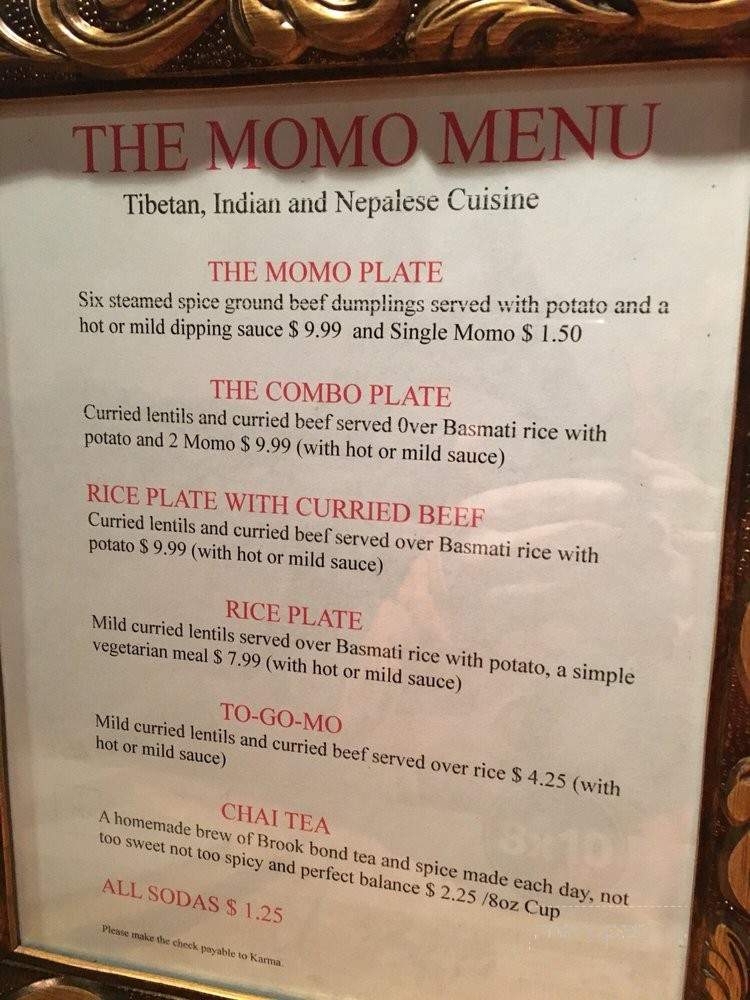 Momo - Crested Butte, CO menu_pic