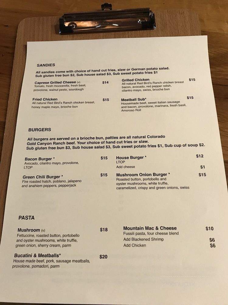Red Mountain Brewing - Ouray, CO menu_pic