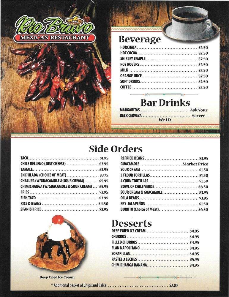 Rio Bravo family Mexican restaurant - Paonia, CO menu_pic