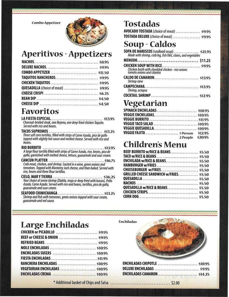 Rio Bravo family Mexican restaurant - Paonia, CO menu_pic
