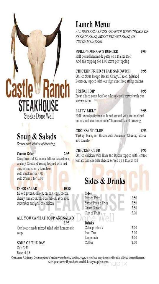 Castle Ranch Steakhouse - Craig, CO menu_pic