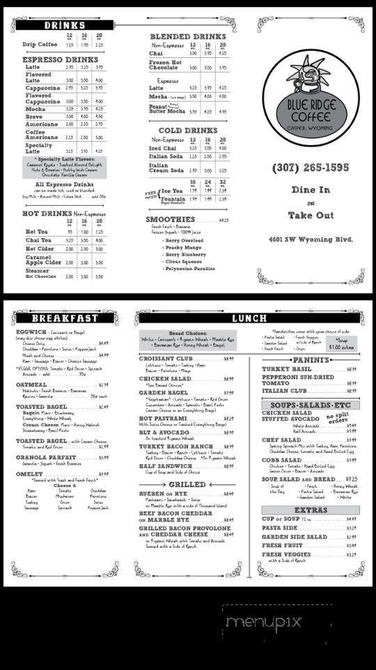 Blue Ridge Coffee - Casper, WY menu_pic