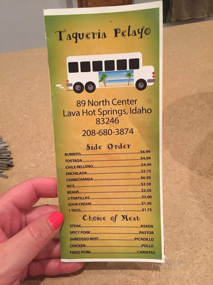 Taqueria Pelayo - Lava Hot Springs, ID menu_pic