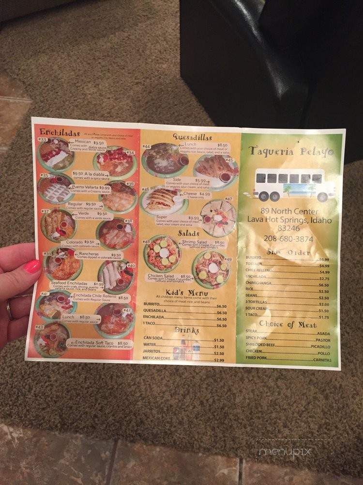 Taqueria Pelayo - Lava Hot Springs, ID menu_pic