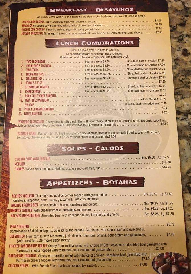 Vaquero - Buhl, ID menu_pic
