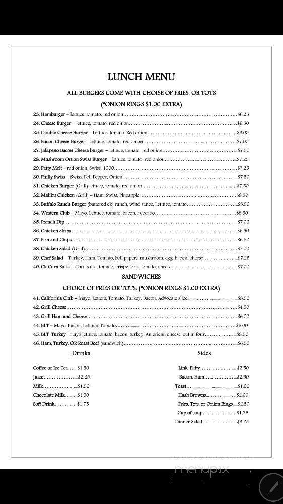 Western Cafe - Gooding, ID menu_pic