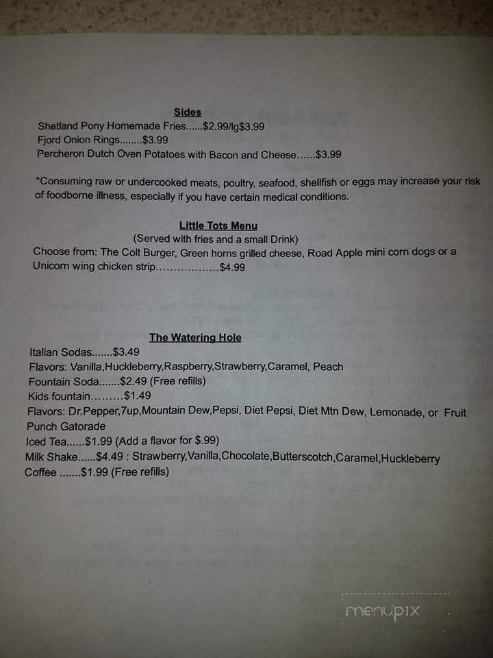 The Painted Pony Bar and Grill - Mud Lake, ID menu_pic