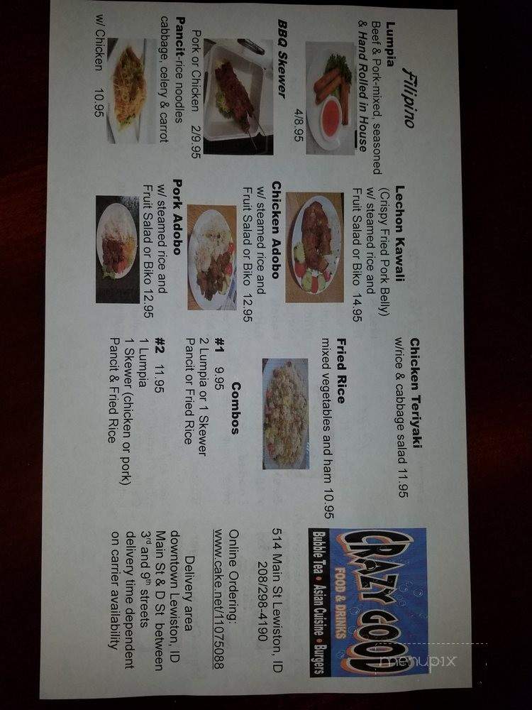 Crazy Good - Lewiston, ID menu_pic