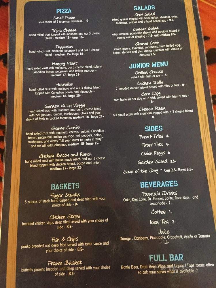 Dirty Shame Saloon & Restaurant - Garden Valley, ID menu_pic