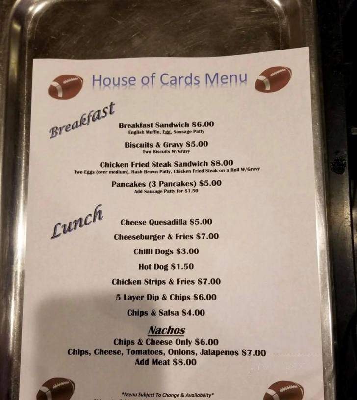 House of Cards Bar & Grill - Post Falls, ID menu_pic