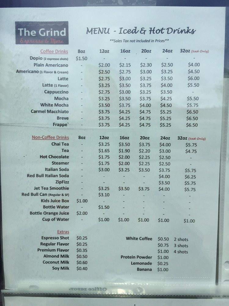 The Grind Espresso & More - Post Falls, ID menu_pic