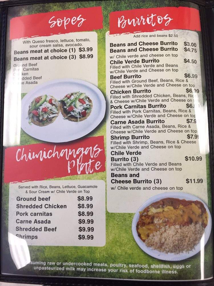 Green Burrito - Tooele, UT menu_pic