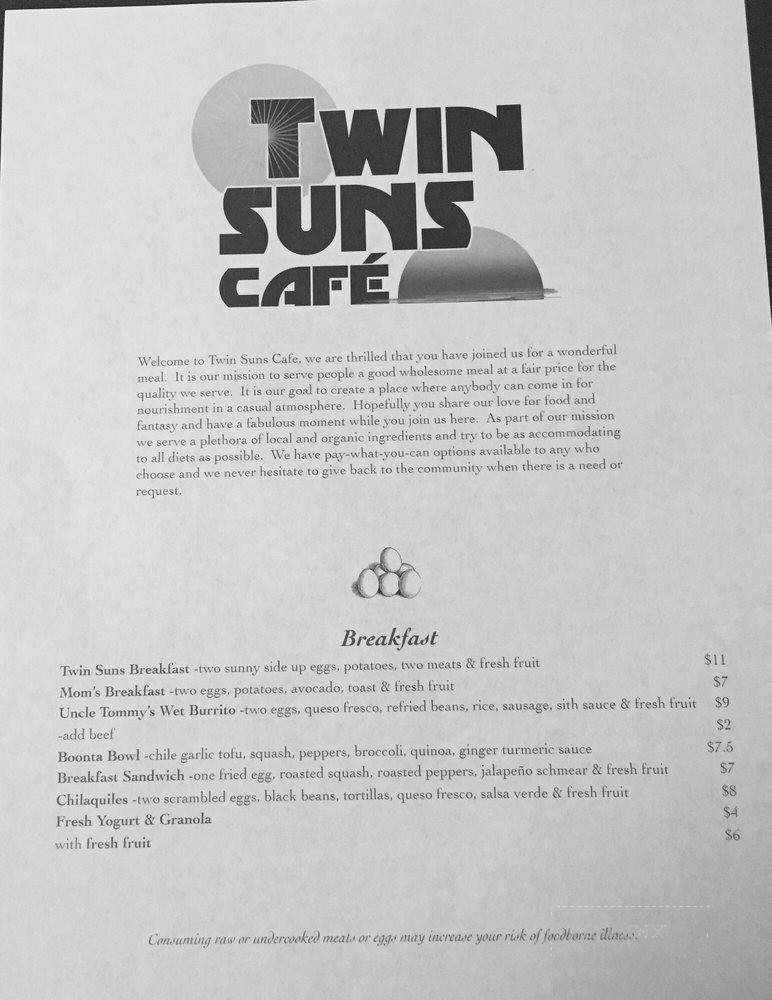 Twin Suns Cafe - Salt Lake City, UT menu_pic