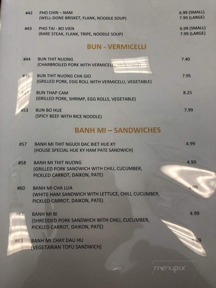 Pho Hue Ky - Salt Lake City, UT menu_pic