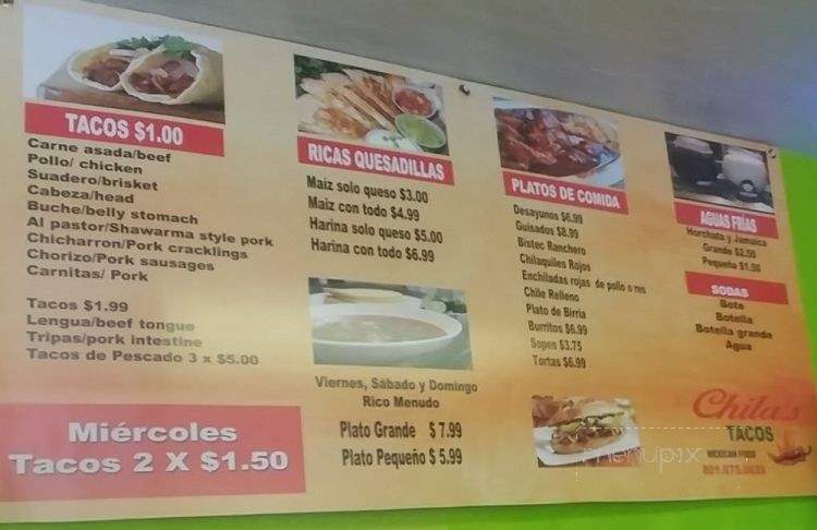 Chila's Tacos - Ogden, UT menu_pic
