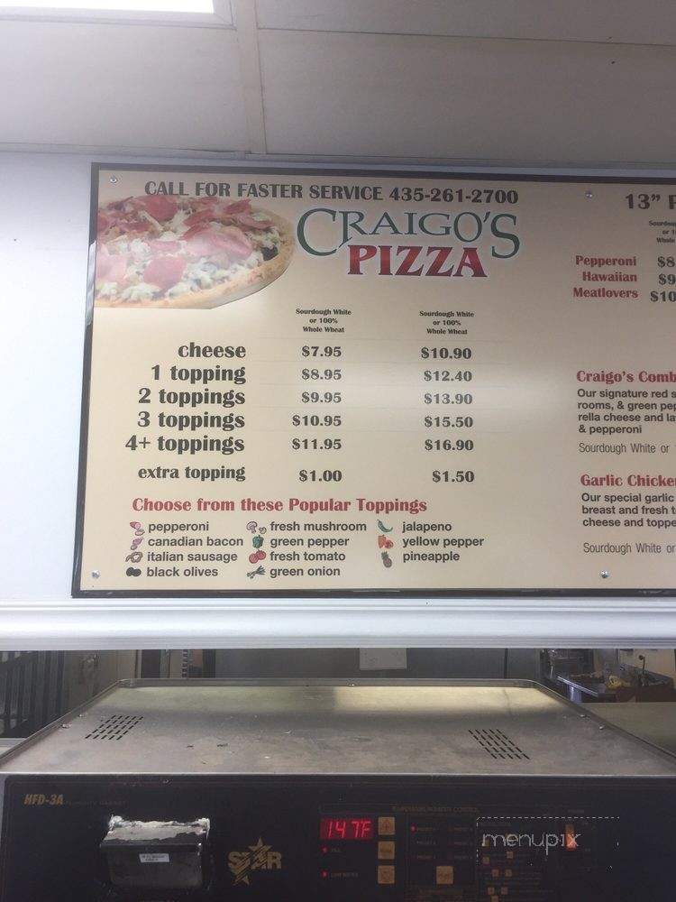 Craigo's Pizza - Beaver, UT menu_pic