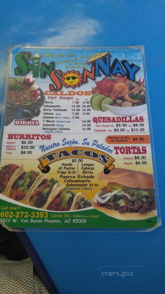 Sin Son Nay - Phoenix, AZ menu_pic