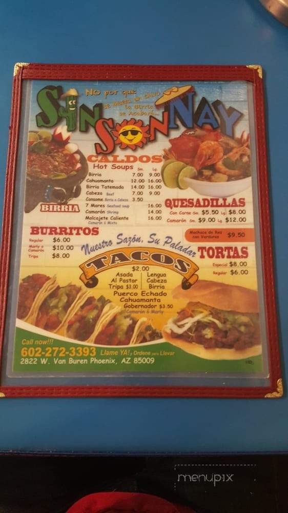 Sin Son Nay - Phoenix, AZ menu_pic