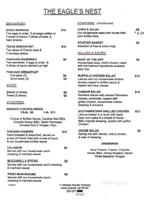 The Eagles Nest - Casa Grande, AZ menu_pic