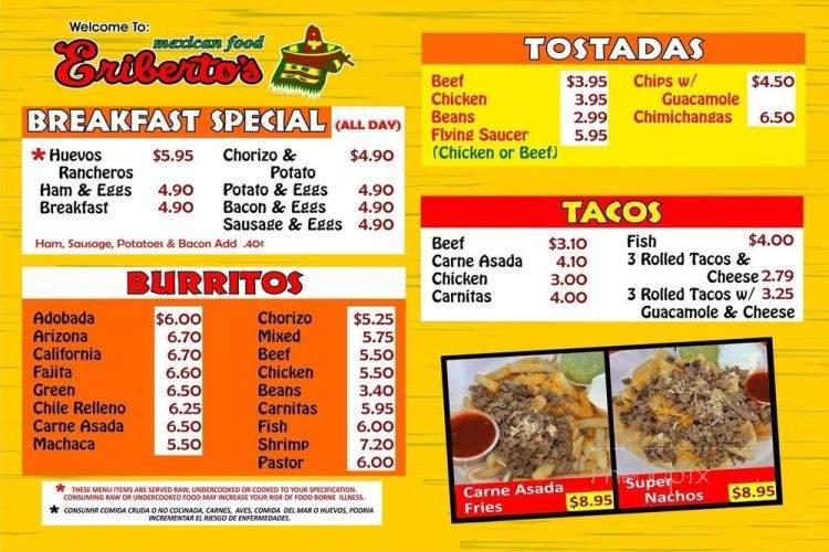 Eriberto's - Fountain Hills, AZ menu_pic