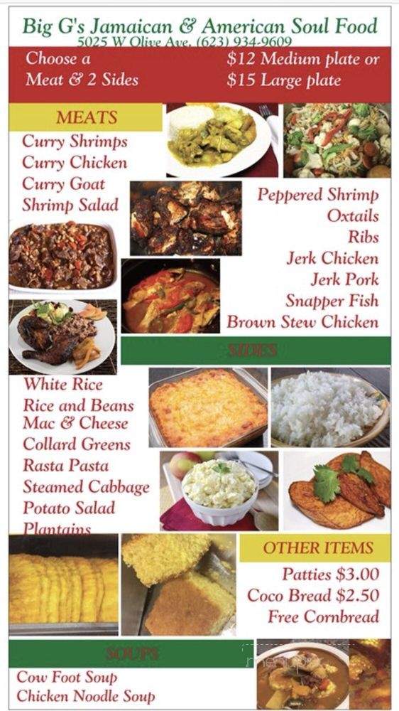 Big G's Jamaican and American Soul Food Restaurant - Glendale, AZ menu_pic
