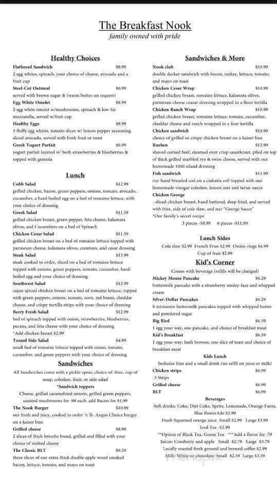 The Breakfast Nook - Cave Creek, AZ menu_pic