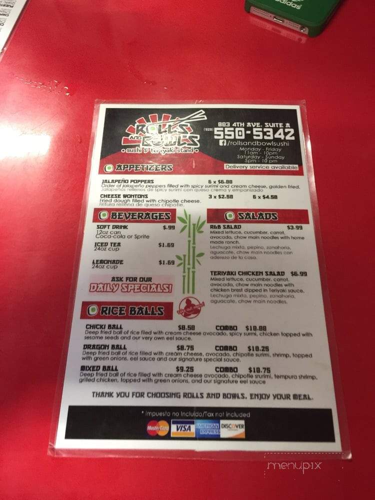 Rolls and Bowls - San Luis, AZ menu_pic