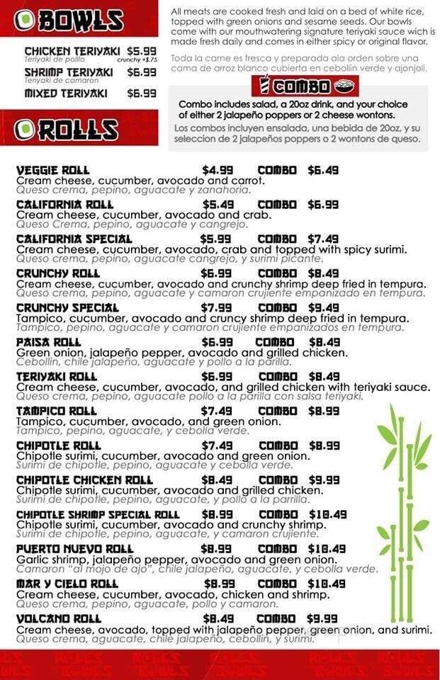 Rolls and Bowls - San Luis, AZ menu_pic