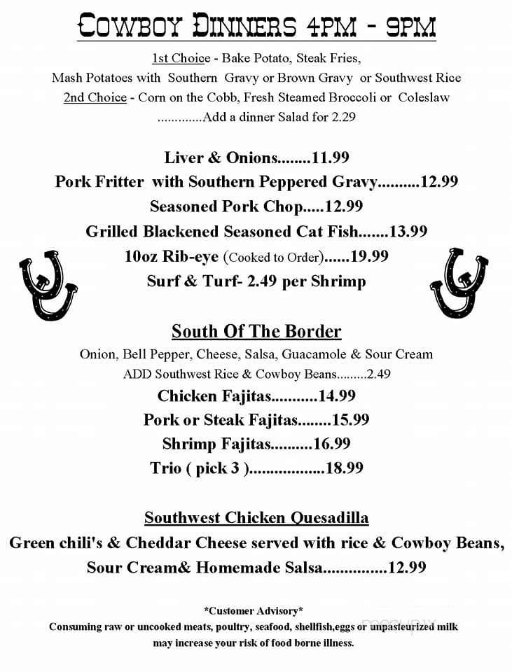 Bandits - Strawberry, AZ menu_pic