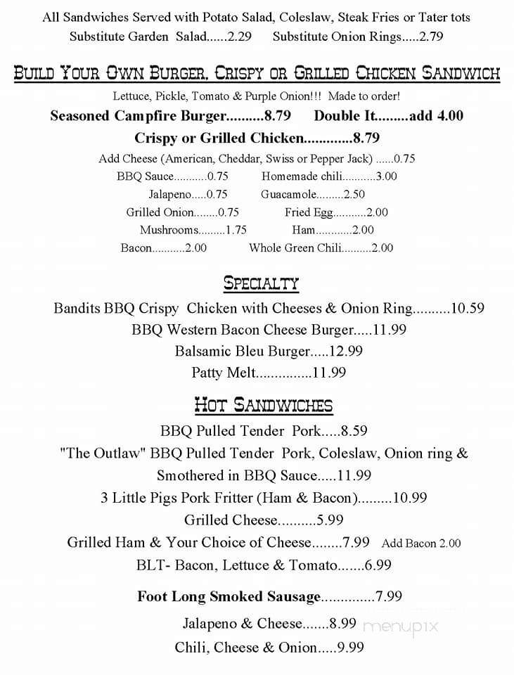 Bandits - Strawberry, AZ menu_pic