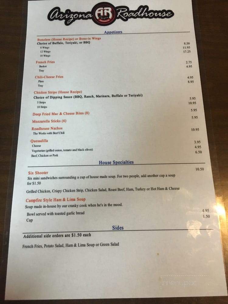 Arizona Roadhouse - Flagstaff, AZ menu_pic