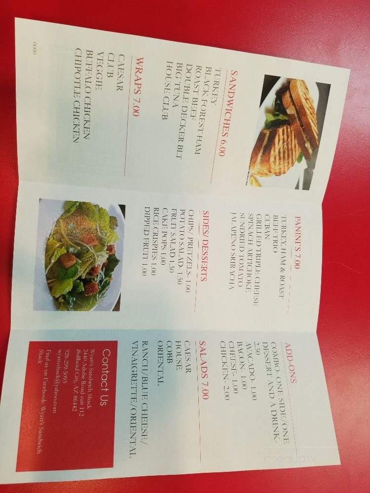 Wyatt's Sandwich Shack - Bullhead City, AZ menu_pic