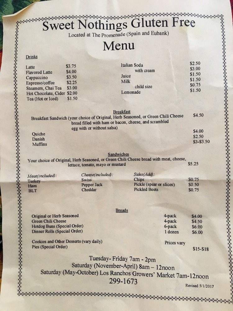 Sweet Nothings - Albuquerque, NM menu_pic