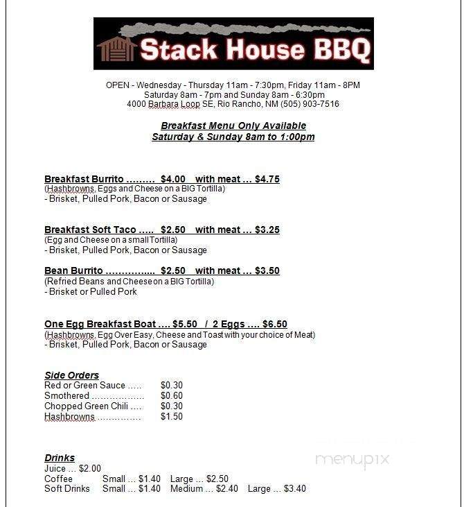 Stakehouse BBQ - Rio Rancho, NM menu_pic