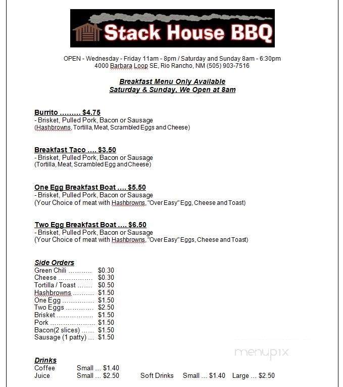 Stakehouse BBQ - Rio Rancho, NM menu_pic