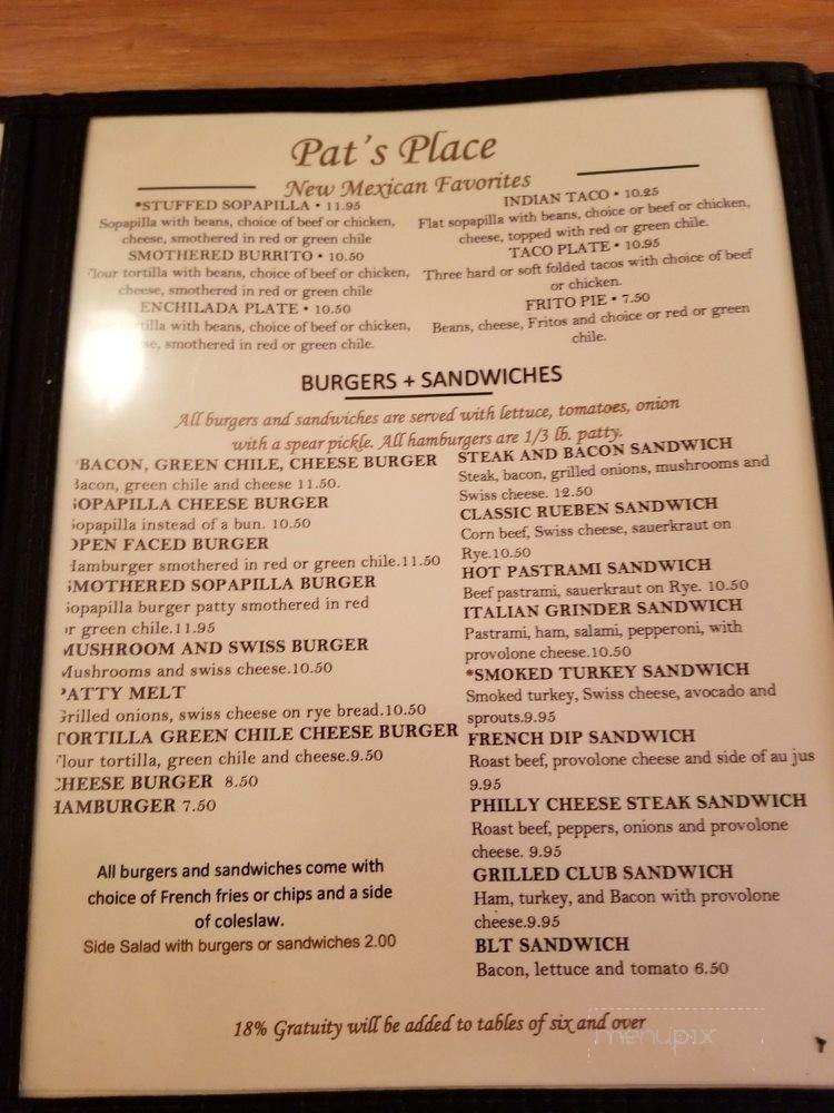 Pat's Place - Questa, NM menu_pic