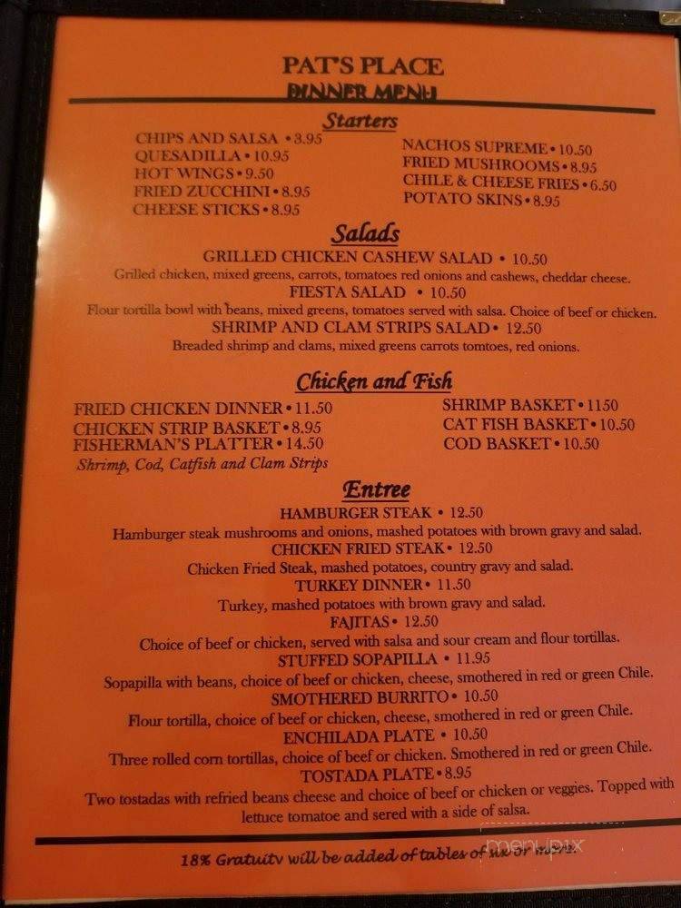Pat's Place - Questa, NM menu_pic