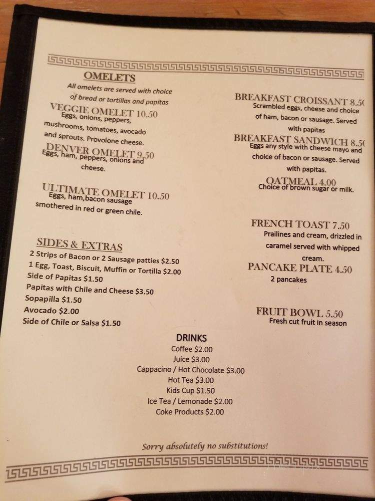 Pat's Place - Questa, NM menu_pic