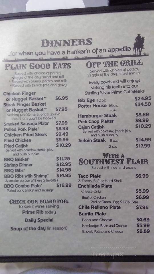 Dusty Cowboy Restaurant And Gift Shop - Truth or Consequences, NM menu_pic