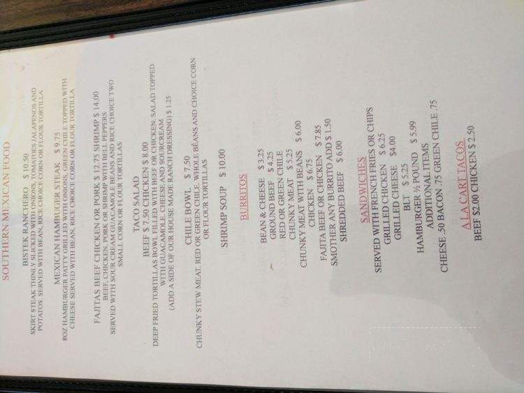 Isabel's Restaurant Southern Mexican Food - Truth or Consequences, NM menu_pic
