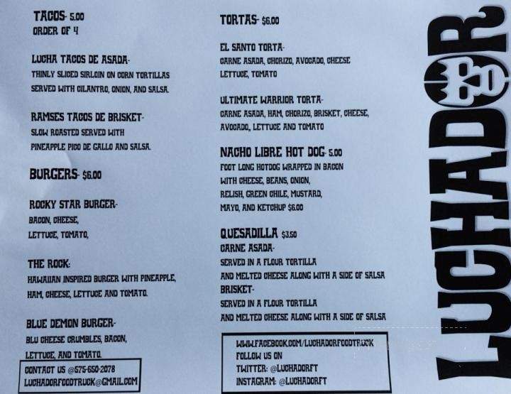 Luchador - Las Cruces, NM menu_pic