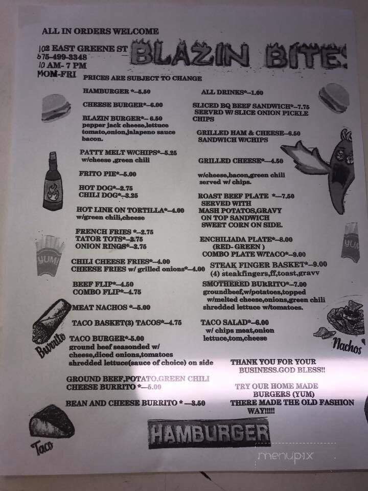 Blazin Bites - Carlsbad, NM menu_pic