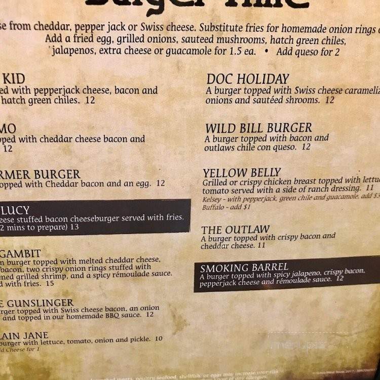 Outlaw Grill - Hobbs, NM menu_pic