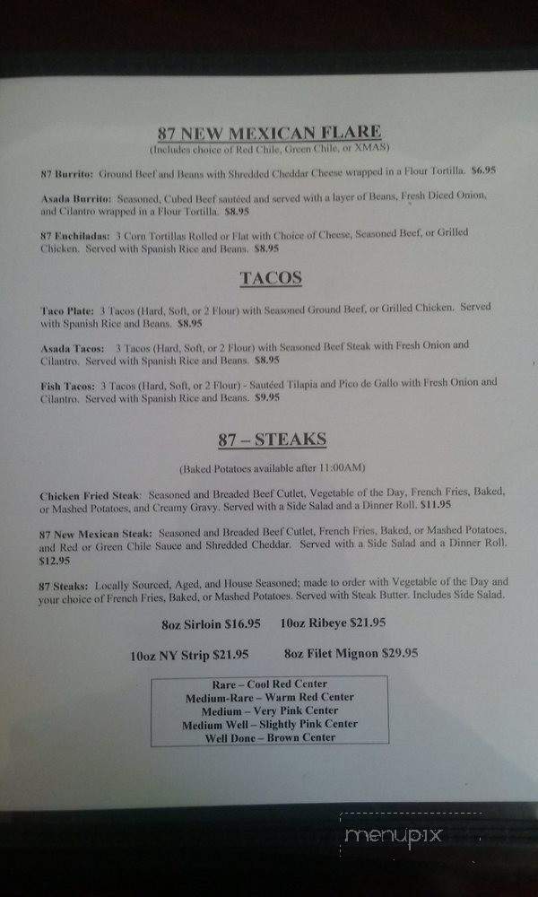 87 Restaraunt - Clayton, NM menu_pic