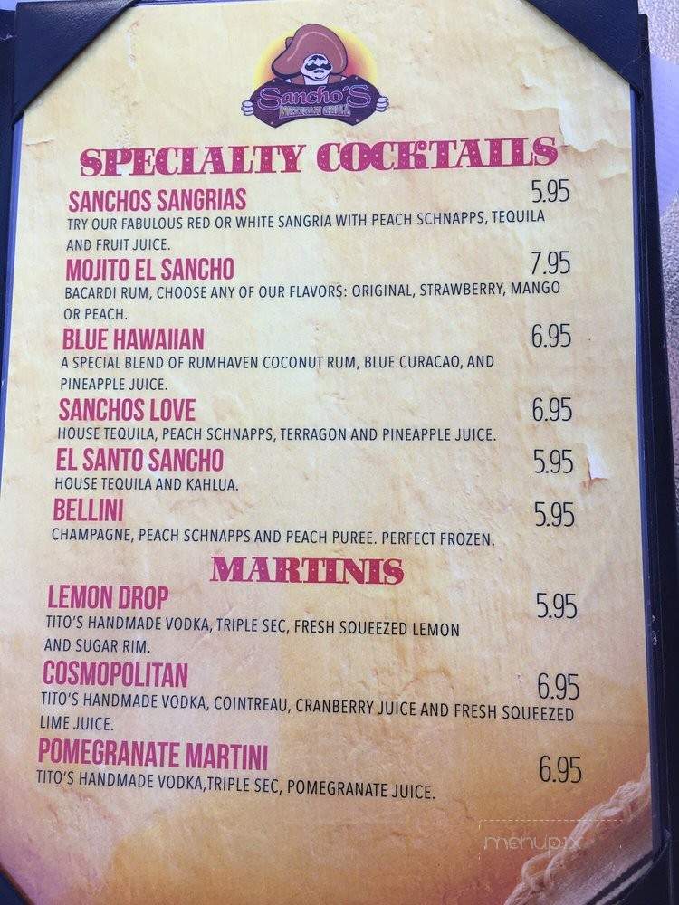 Sanchos's Mexican Grill - Henderson, NV menu_pic
