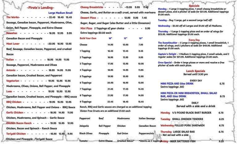 Pirates Landing - Logandale, NV menu_pic