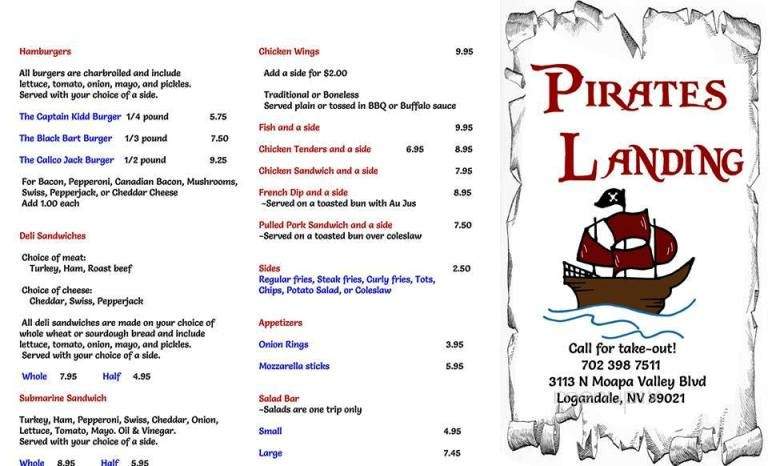 Pirates Landing - Logandale, NV menu_pic