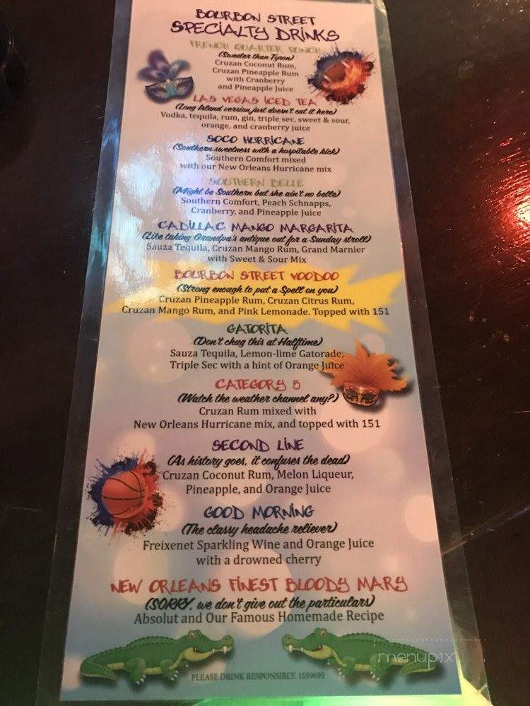 Bourbon Street - Las Vegas, NV menu_pic