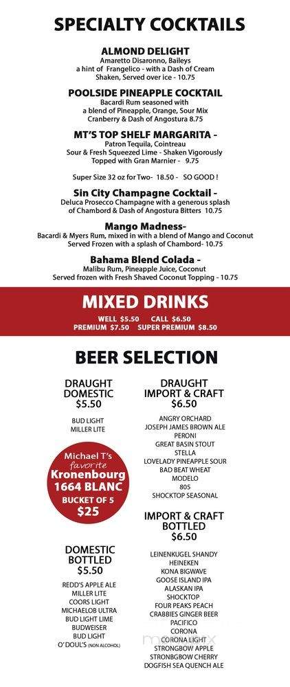 Michael T's Steaks, Ribs, & Burgers Tavern - Las Vegas, NV menu_pic