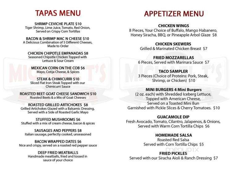 Michael T's Steaks, Ribs, & Burgers Tavern - Las Vegas, NV menu_pic
